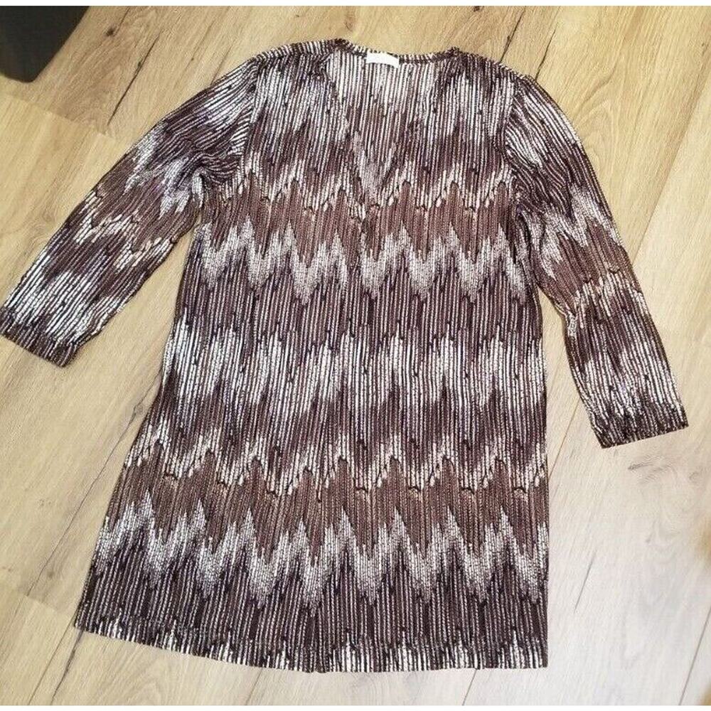 Chico's Cardigan Sweater Brown's /White 3/4 Classic Sleeve Boho See Measurements